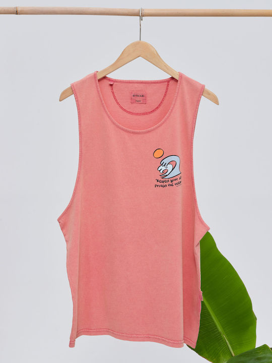 Protect The Ocean Women's Summer Blouse Cotton Sleeveless Red
