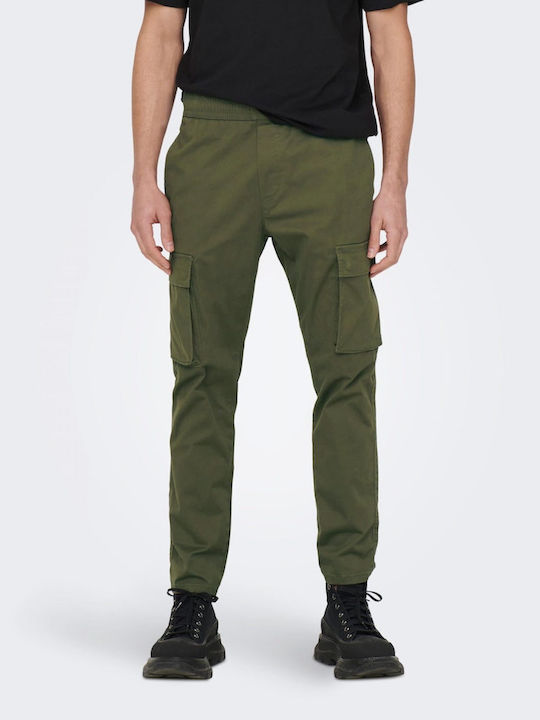 Only & Sons Men's Trousers Cargo in Tapered Line Khaki