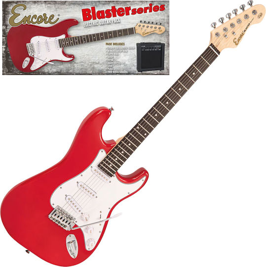 Encore Set Chitară Electrică Stratocaster Roșie cu Husă
