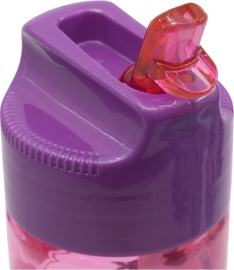 Stor Kinderflasche Pfoten-Patrouille Kunststoff mit Strohhalm Rosa 430ml