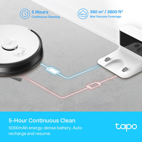 TP-LINK Tapo RV30 Aspirator Robot pentru Aspirare & Spălare cu Cartografiere și Wi-Fi Albă