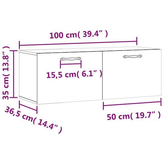 vidaXL Ντουλάπι Μπάνιου 100x36.5x35cm Γκρι