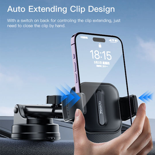 Yesido Suport Auto pentru Telefon cu cârlige reglabile Neagră