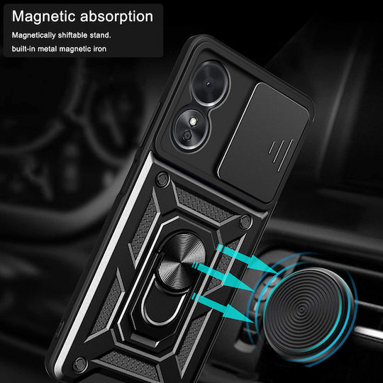 Techsuit Camshield Umschlag Rückseite Kunststoff / Silikon Schwarz (Oppo A58 / A78)