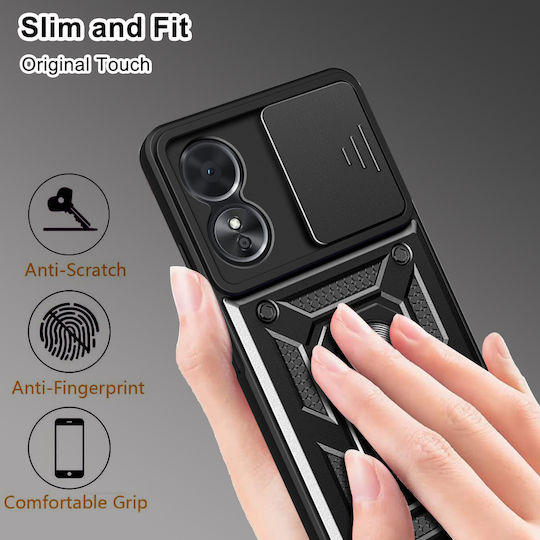 Techsuit Camshield Umschlag Rückseite Kunststoff / Silikon Schwarz (Oppo A58 / A78)