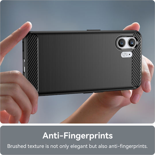 Techsuit Carbon Umschlag Rückseite Silikon Schwarz (Nothing Phone 2)
