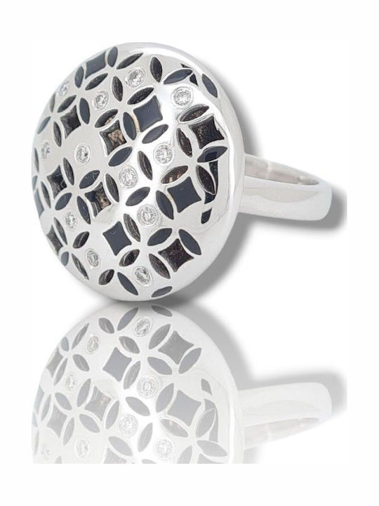 Mentzos Ring with Diamond made of White gold 18K