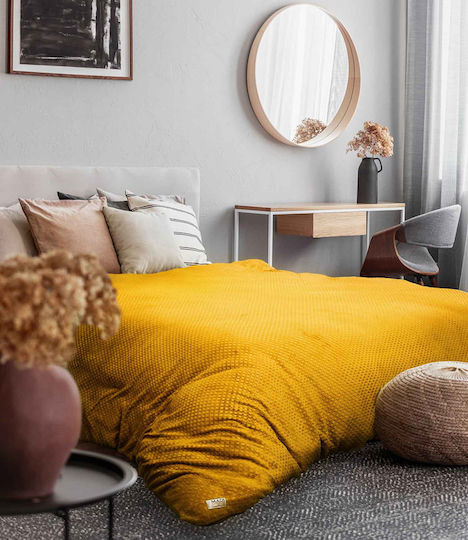 Madi Velvet Blanket for Sofa 125x170cm Yellow