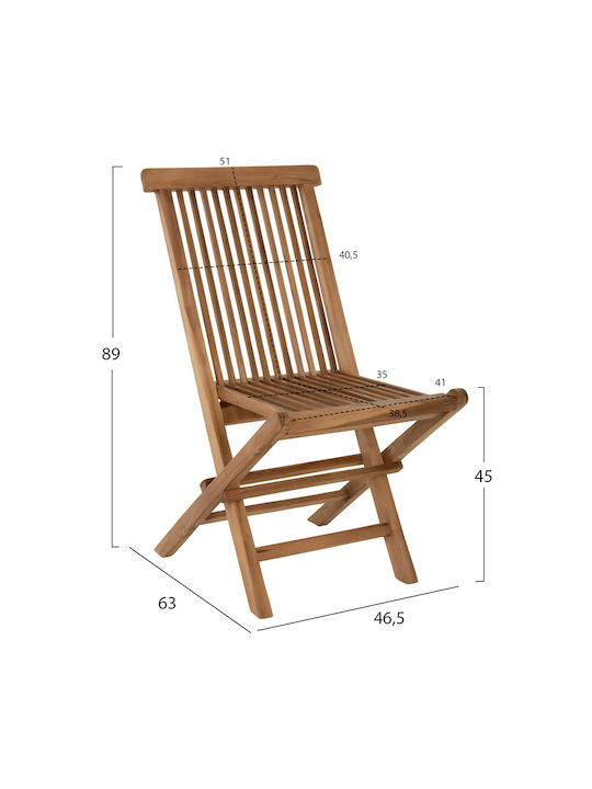 Градински Стол Дървен Kendall Жълт 46.5x63x89см
