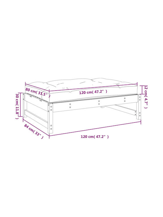 Zweisitziges Sofa Außenbereich Holz mit Kissen 120x80x30cm
