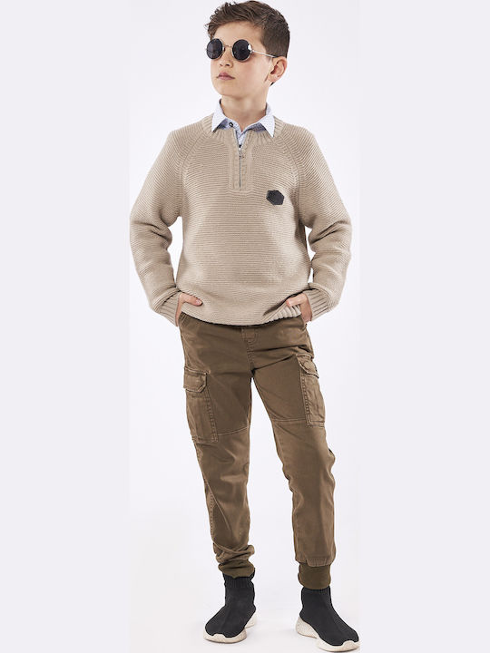 Pantaloni Cargo din Material Textil pentru Copii Kaki