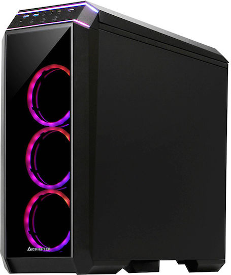 Chieftec Stalion II Gaming Midi-Turm Computergehäuse mit Seitenfenster und RGB-Beleuchtung Schwarz