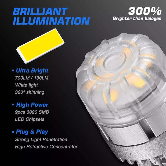 NovSight Лампи Автомобила & Мотоциклета T20 Canbus LED 6500К Хладно бяло 9W 2бр