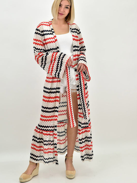 Potre Feminin Lung Kimono de Plajă Multicolor