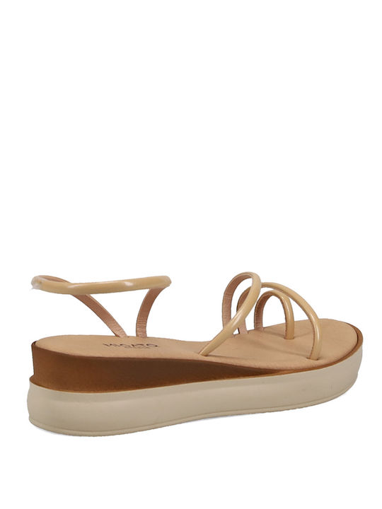 Women's Ankle Strap Platforms Beige