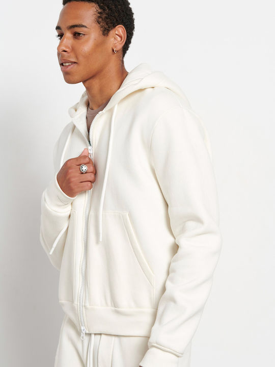 Sweatshirt Fleece with Hood White