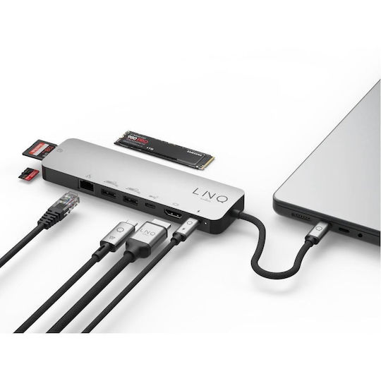 LinQ USB-C Docking Station με HDMI 4K PD Ethernet Γκρι (LQ48020)