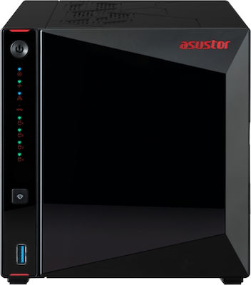 Asustor AS5404T NAS Kompakt mit 4 Steckplätzen für HDD/M.2/SSD und 2 Ethernet-Anschlüsse