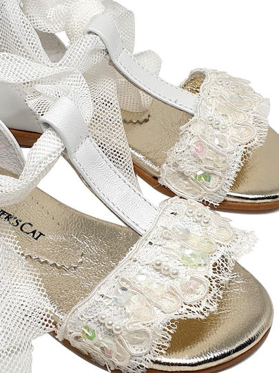 Designer's Cat White Baptism Leather Sandals