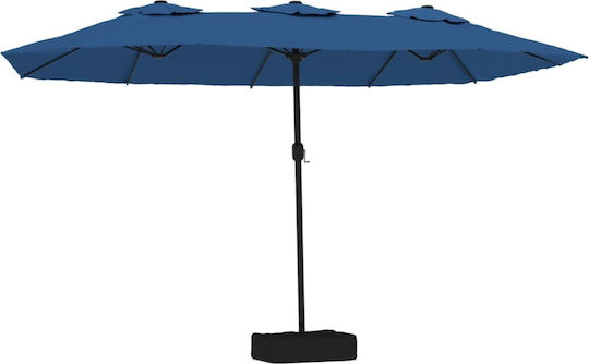Umbrelă Rotundă Din aluminiu Albastru cu Bază de Susținere & Iluminare LED 4.49x2.45m