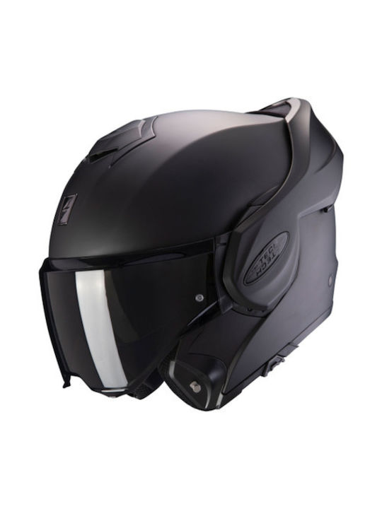 Scorpion Exo-tech Evo Schwarzes Matt Motorradhelm Flip-Up ECE 22.06 mit Sunvisor
