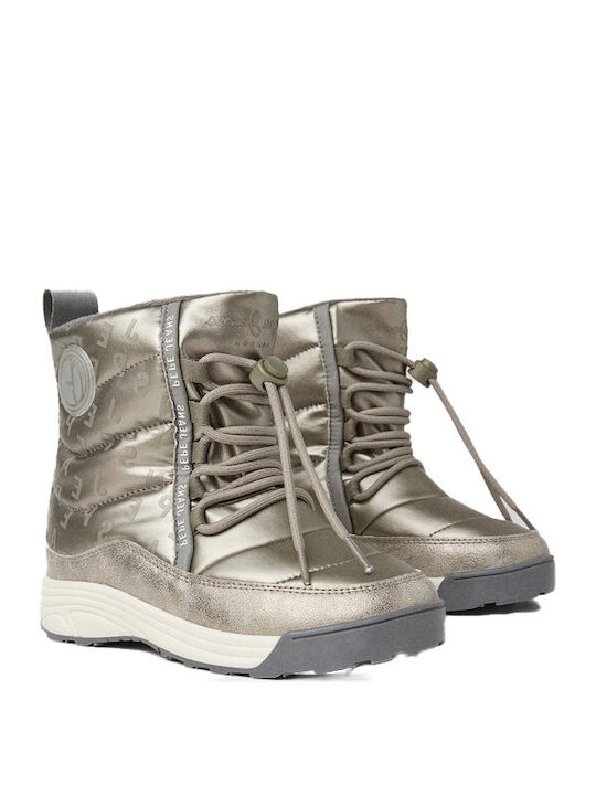 Kinderstiefel Schnee mit Schnürsenkeln Silber