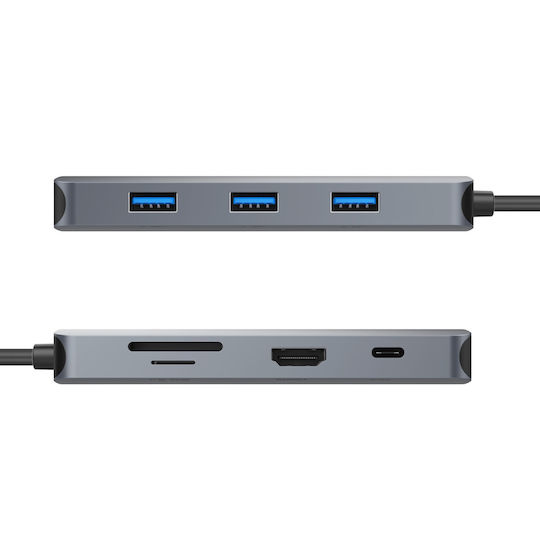 Hikvision USB-C Stație de andocare cu HDMI 4K PD Gri (HS-HUB-DS801)