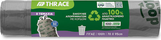 Σακούλες Απορριμάτων Χωρητικότητας 100lt 70x95cm 8τμχ Γκρι