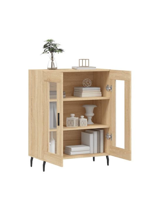 vidaXL Wohnzimmer Vitrine aus Holz & Metall mit Verglasung Braune 69.5x34x90cm