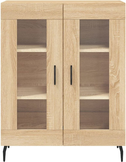 Living Room Display Cabinet with Glass Brown 69.5x34x90cm