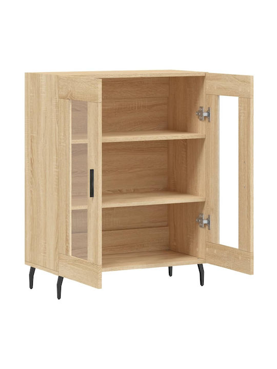 vidaXL Wohnzimmer Vitrine aus Holz & Metall mit Verglasung Braune 69.5x34x90cm