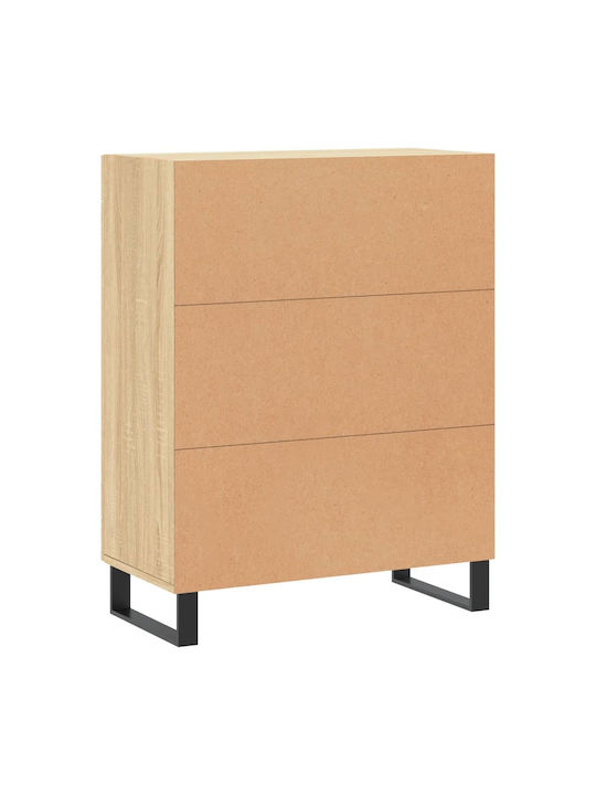 Floor-standing Living Room Display Cabinet made of Wood & Metal with Glass Brown 69.5x34x90cm