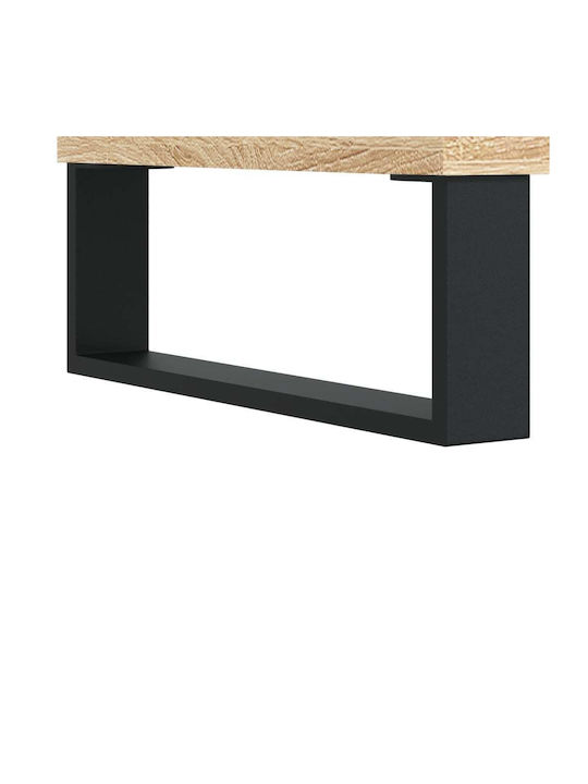 Floor-standing Living Room Display Cabinet made of Wood & Metal with Glass Brown 69.5x34x90cm