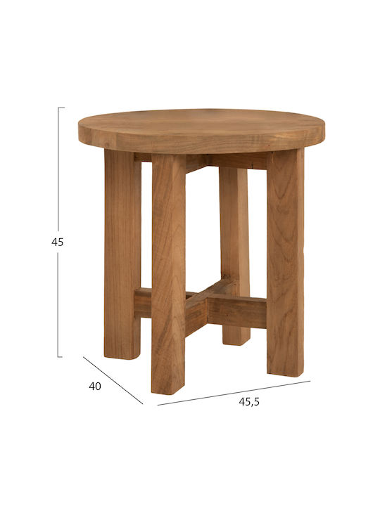 Round Solid Wood Side Table Natural L45.5xW40xH45.5cm