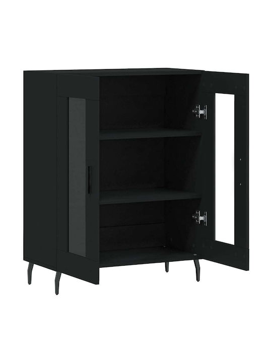 Bodenstehend Wohnzimmer Vitrine aus Holz & Metall mit Glas Schwarz 69.5x34x90cm