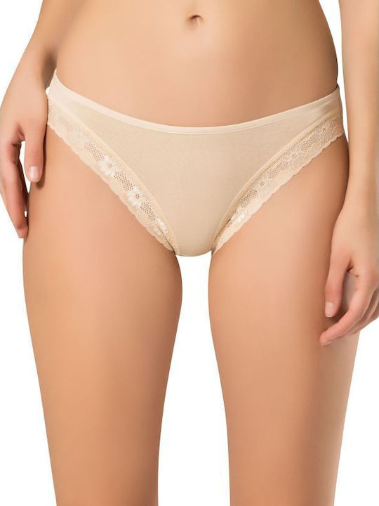 Namaldi Baumwolle Damen Slip mit Spitze Beige