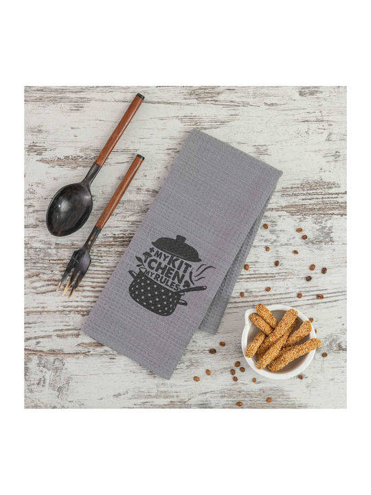 Borea Waffle Digital Print Ποτηρόπανο από 100% Βαμβάκι σε Ροζ Χρώμα 50x70cm