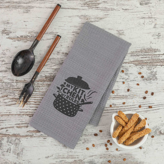 Borea Waffle Digital Print Geschirrtuch aus 100% Baumwolle in Rosa Farbe 50x70cm
