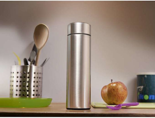 ikonka Glas Thermosflasche Rostfreier Stahl 500ml Silber mit Handgriff
