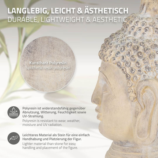 ECD Germany Dekorativer Buddha aus Stein 30x30x55cm 1Stück
