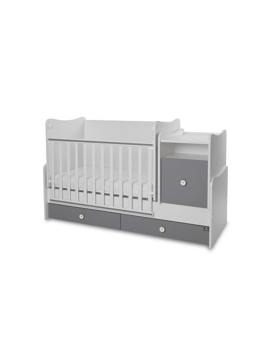 Lorelli Polymorphe Babybett Trend Plus Weiß/Stone Grey mit Matratze & Schublade