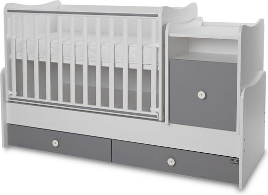 Lorelli Πολυμορφική Κούνια Trend Plus White/Stone Grey με Στρώμα & Συρτάρι