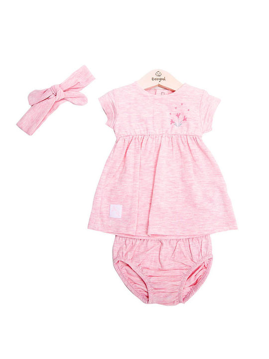 Babybol Kids Dress Set with Accessories Short Sleeve Pink