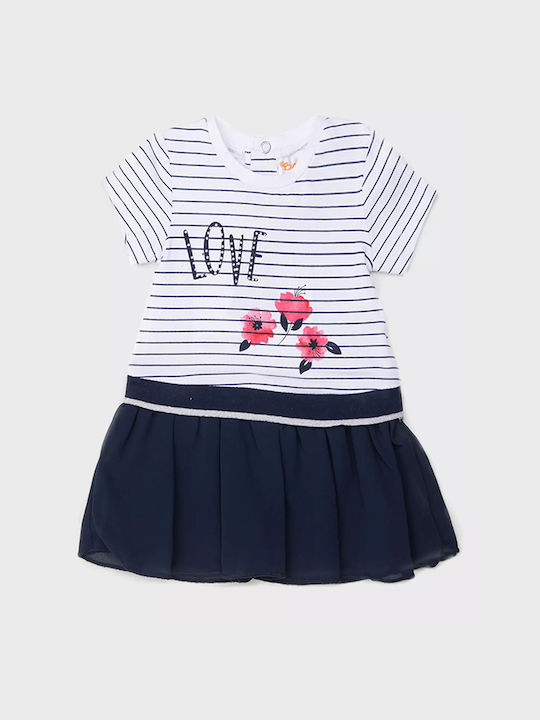 Babybol Kids Dress Striped Short Sleeve Navy Blue