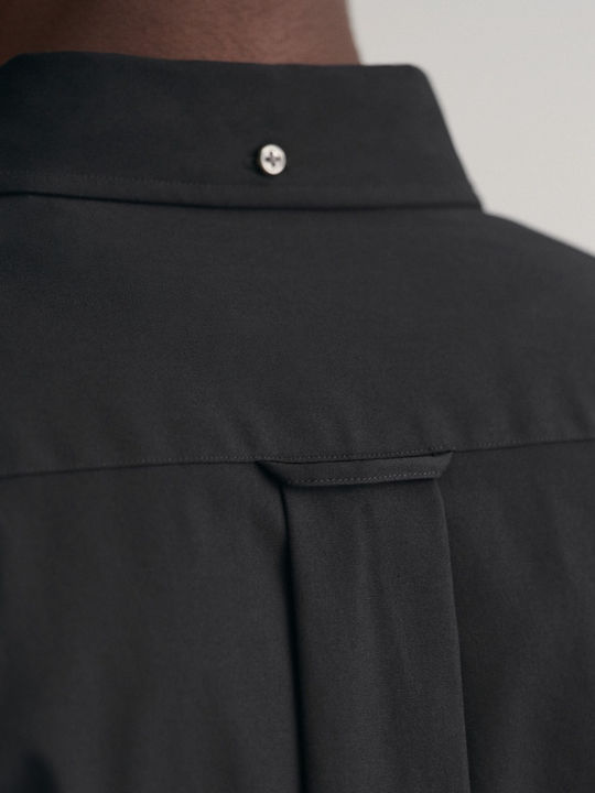 Long Sleeve Cotton Shirt in Regular Fit Black
