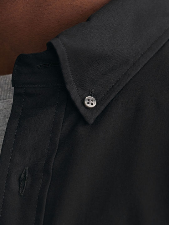 Long Sleeve Cotton Shirt in Regular Fit Black