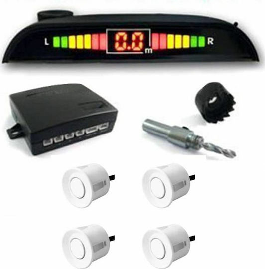 Car Parking System Back with Screen and 4 Sensors 24mm in White Color
