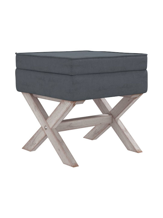 Stool Footstool With Storage Space Upholstered with Fabric Gray 45x45x49cm