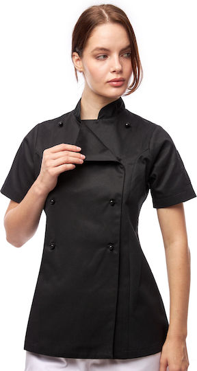 strongAnt Coat Chef 100% Cotton made Female Black with Short Sleeve