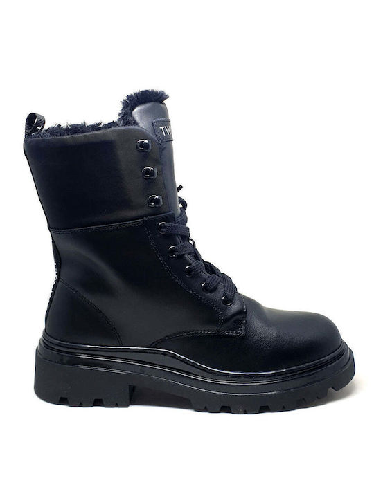 Twinset Kids Leather Boots Black